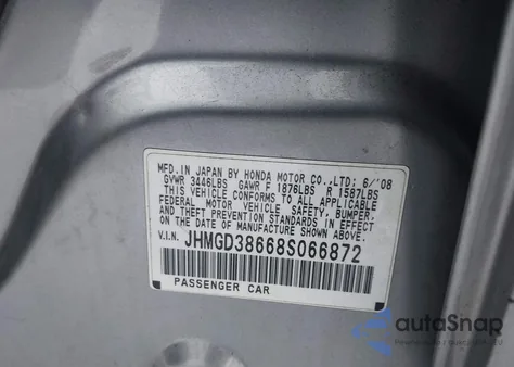 2008 Honda Fit Sport из США, поврежденный, VIN JHMGD38668S066872